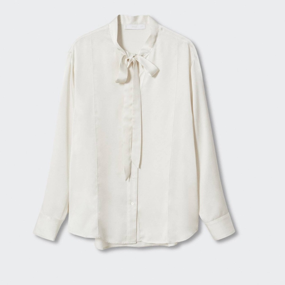 MW White Button Down Bow Blouse